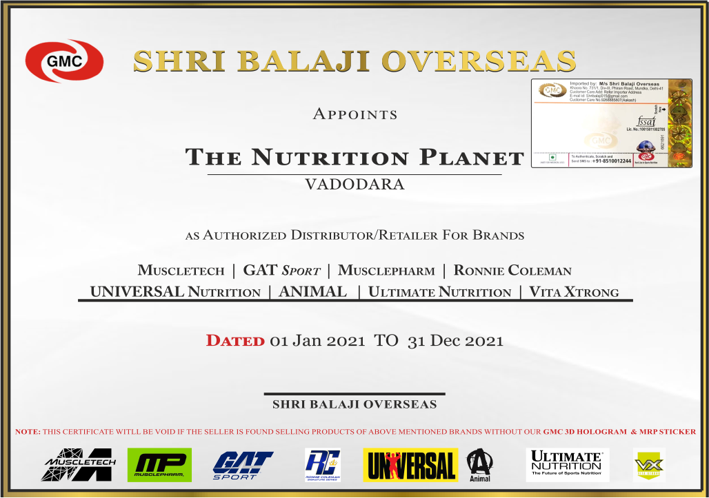 Shri Balaji Overseas (GMC) Cerificate of Distributor