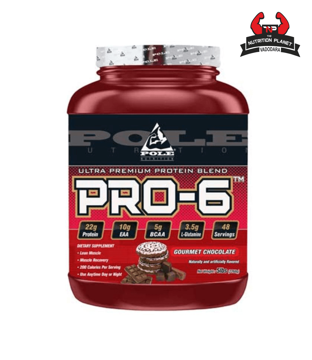 Pole Nutrition Pro 6 Whey 5 lbs, 2.26 kg, 50 Servings Gourmet Chocolate
