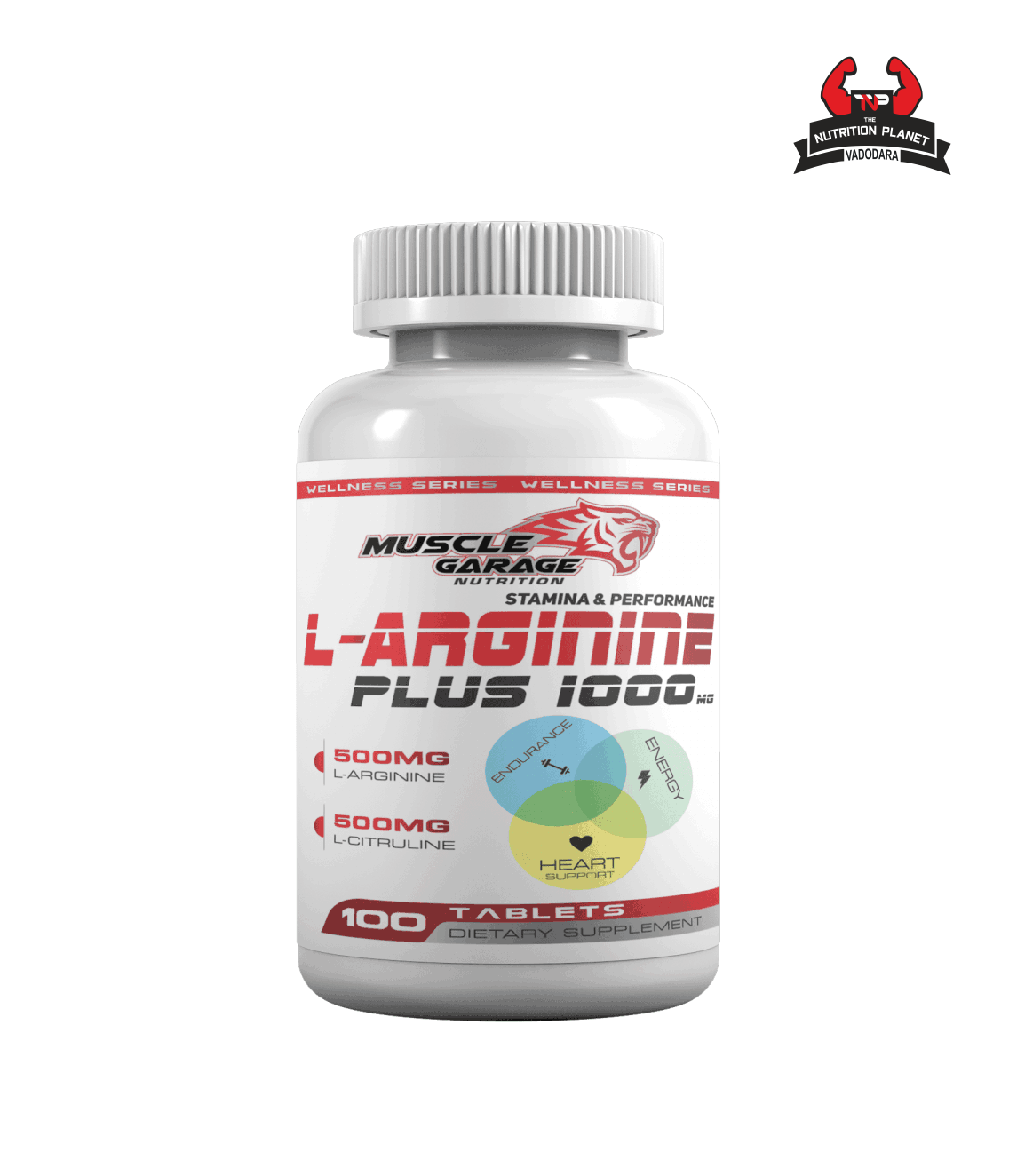  MUSCLE GARAGE L-ARGININE PLUS 1000MG ( 100 TABLET) with offical Authentic Tag
