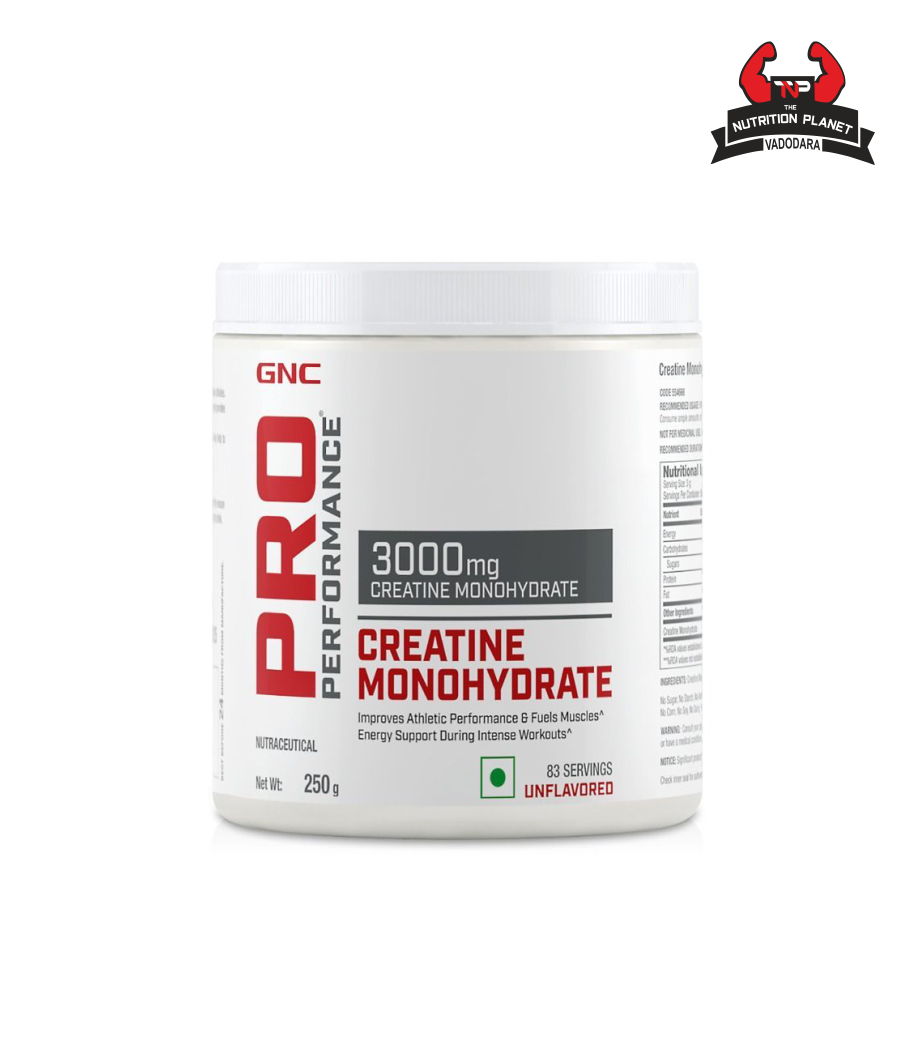 GNC Pro Performance Creatine Monohydrate 3000 mg - 250gm (Unflavored) with official Authentic Tag